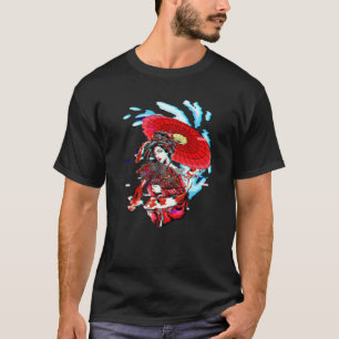 T-shirt Geisha Vaporwave Japonais Koi Poisson Carpe Geiko 