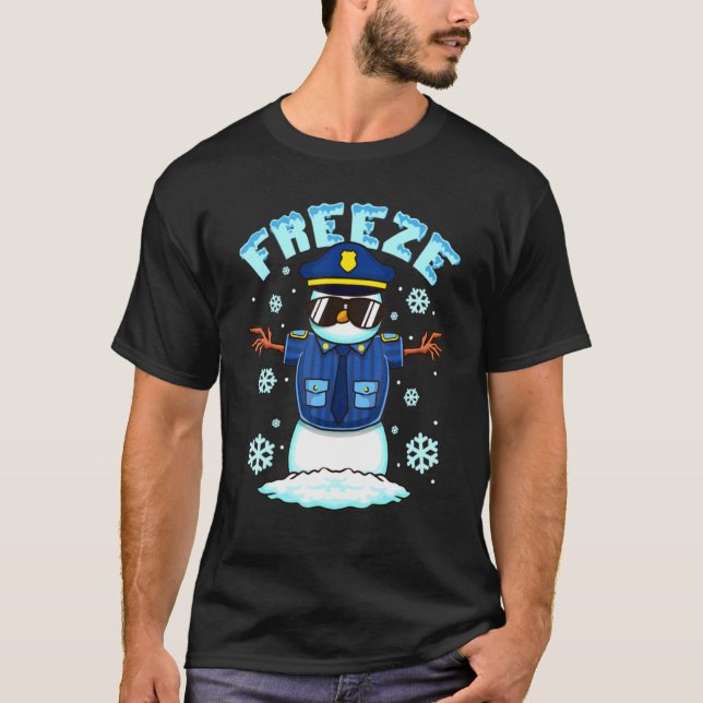 T-shirt Geler la police Snowman Hilaried Christmas Police  (Devant)