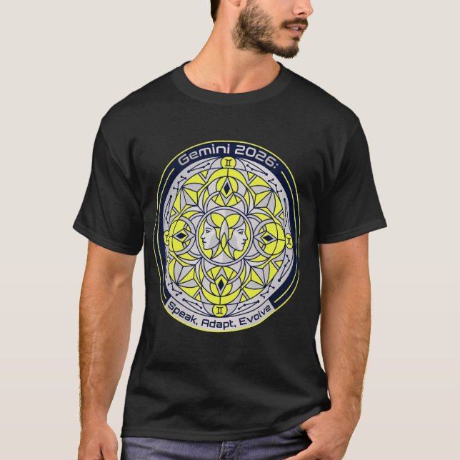 T-shirt Gemini 2026 Twin Zodiac Mandala | Speak, Adapt, Ev (Devant)