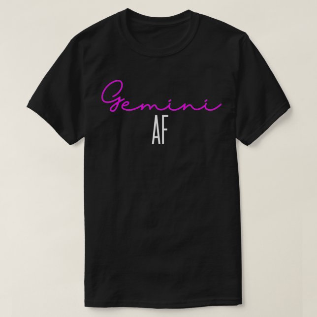 T-shirt Gemini AF Écriture rose drôle Zodiac Gemini Naissa (Design devant)