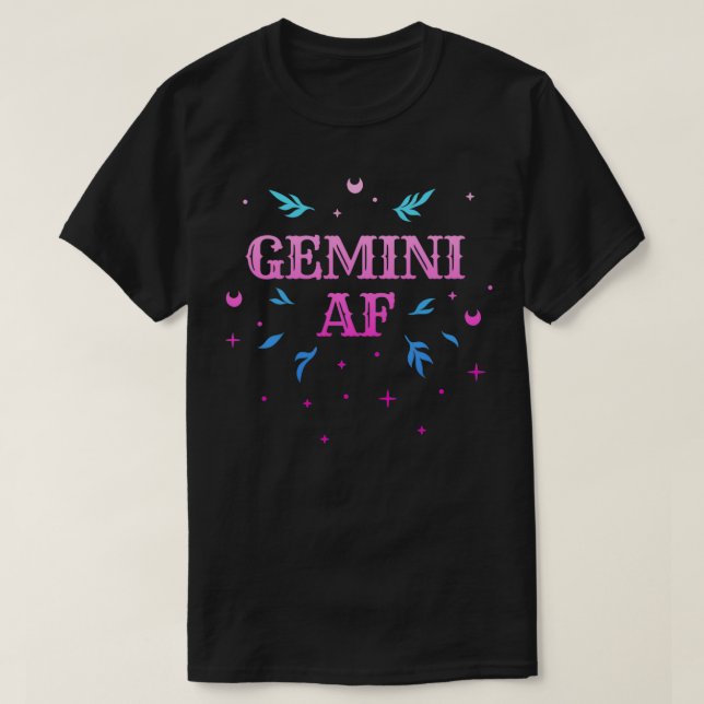 T-shirt Gemini AF  Pink Gemini Zodiac Sign Horoscope Birth (Design devant)