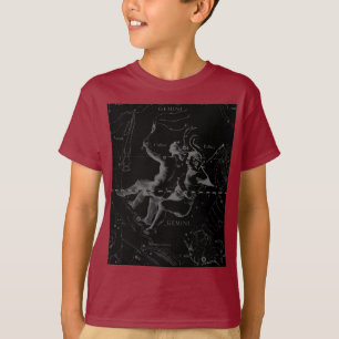 T-shirt Gemini Constellation Hevelius 1690 sur Noir