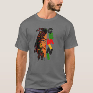 T-shirt Gemini Girl Afro Locs Girl Zodiac Signes Anniversa