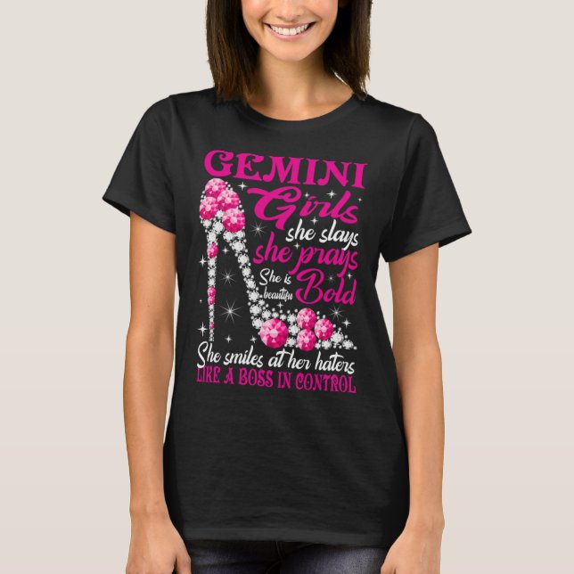 T-shirt Gemini Girl Like a Boss in Control chaussures en d (Devant)