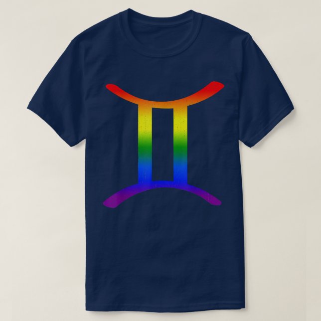 T-shirt Gemini Lgbt Zodiac Sign Lgbt Rainbow Pride Gay Gif (Design devant)