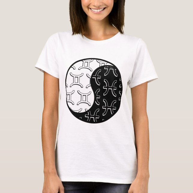 T-shirt Gemini Pisces yin yang couple zodiaque (Devant)