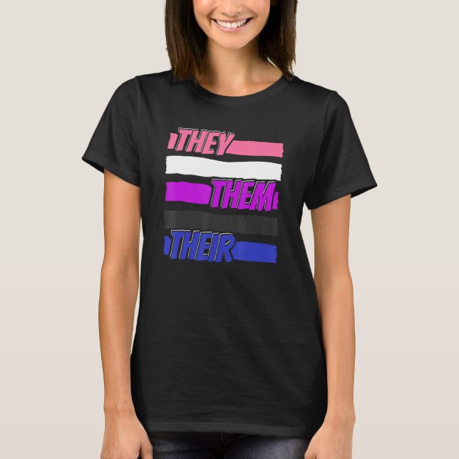 T-shirt Gender Fluid Genderless - Non Binary Neutral They  (Devant)