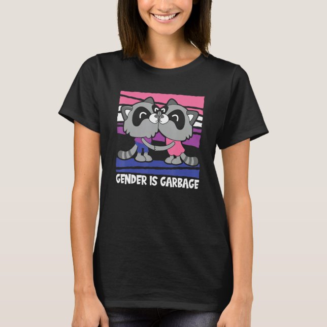 T-shirt Gender Fluid Racoon Non Binary - Pride Gender Is G (Devant)