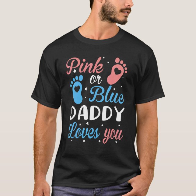 T-shirt gender reveal daddy dad pink (Devant)
