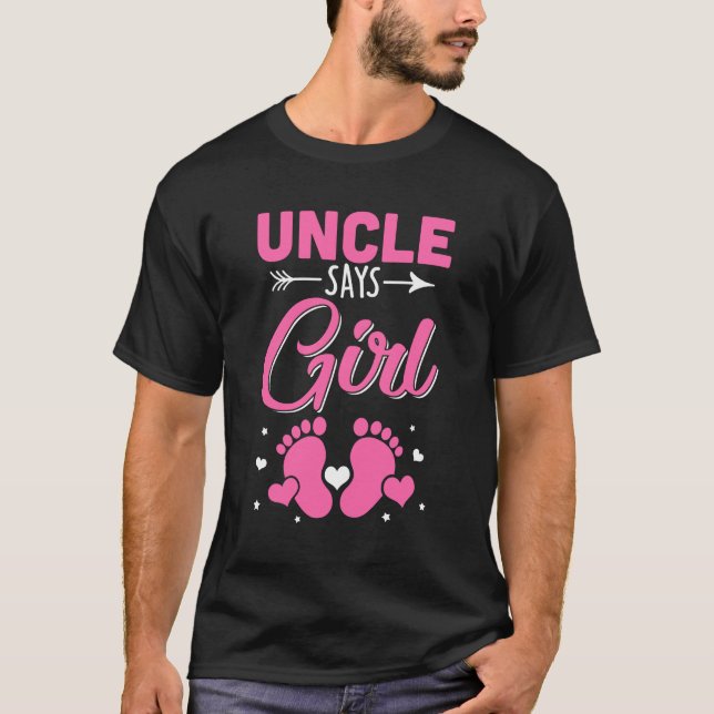 T-shirt Gender Reveal For Uncle Says Girl Matching Family  (Devant)
