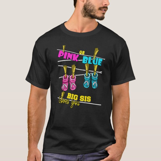 T-shirt Gender Reveal Party Team Baby Shower Pinkness Blue (Devant)