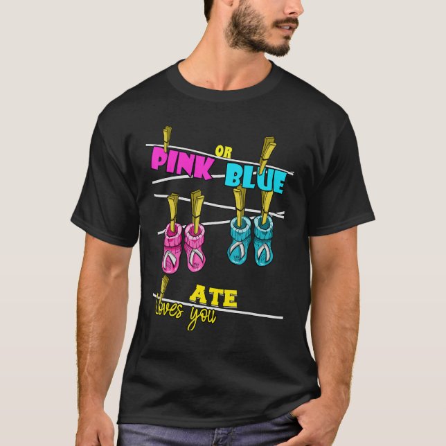 T-shirt Gender Reveal Party Team Baby Shower Pinkness Blue (Devant)
