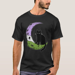 T-shirt Genderqueer Moon Space Cat Pride Drapeau Lgbt Subt