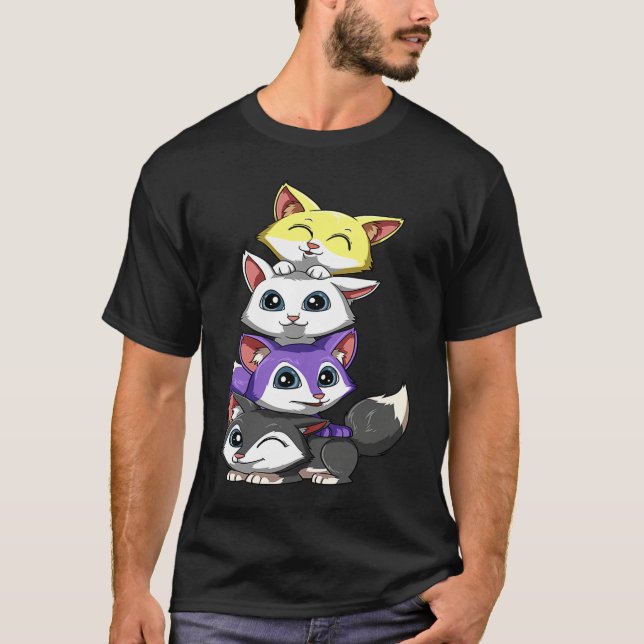 T-shirt Genderqueer Nonbinary Pride LGBTQ Foxes (Devant)