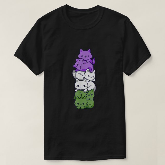 T-shirt Genderqueer Pride Cat LGBT Genre Queer Drapeau mig (Design devant)