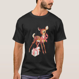 T-shirt Generic Unisex Retro Vintage Reindeer Pink Christm