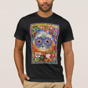 T-shirt génial vintage de chat de fleur de Wain