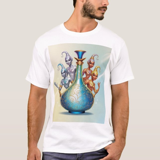 T-shirt Genies libérées : La magie de la bouteille (Devant)