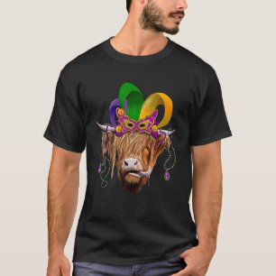 T-shirt Génisse Vache des Highlands Mardi Gras Chapeau de