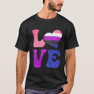 T-shirt Genre Fierté Flux Drapeau Amour He Lgbtq