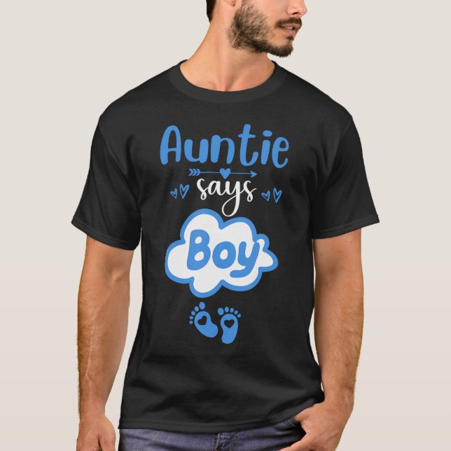 T-shirt Genre Reveal Tante Dit Garçon Baby Annonce Bab (Devant)