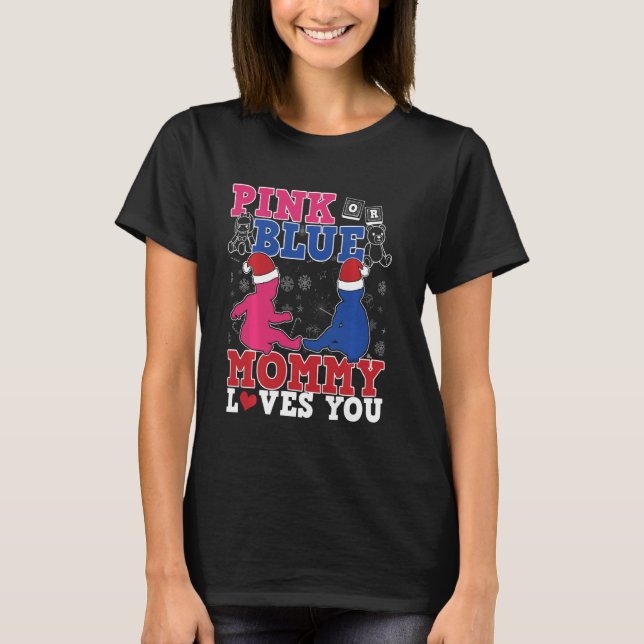 T-shirt Genre Révéler Rose Et Bleu Maman Vous Aime Pour Ne (Devant)