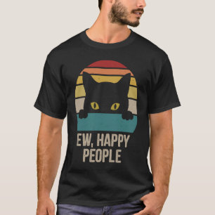 T-shirt Gens heureux Ew Rétro Chat Anti Social Vintage