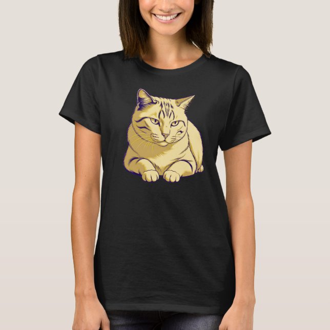 T-shirt Gentle Pause Cat – Quiet Rest Minimal (Devant)