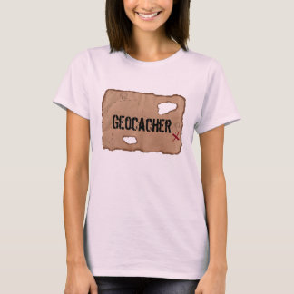 T-Shirt: Geocacher (Treasure Map). Pink T-Shirt