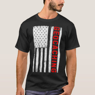 T-shirt Geocaching American Flag USA Patriotique Geocache 