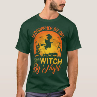 T-shirt Géographe De Jour Sorcière De Nuit Géographe Hallo
