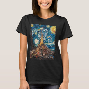 T-shirt Géologie Volcano Magma Lava Starry Peinture de nui