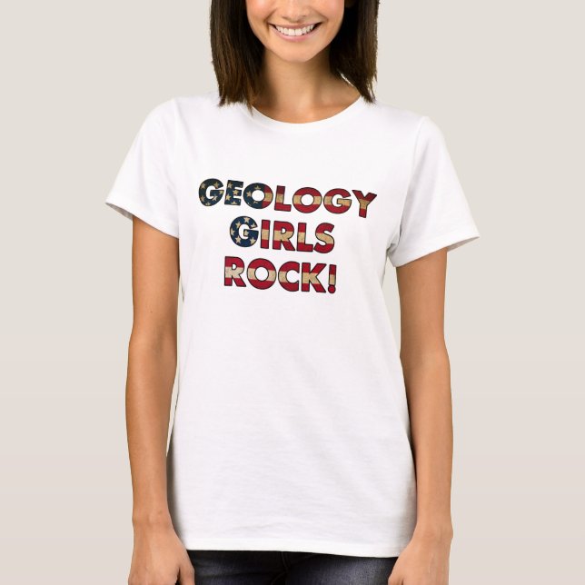 T-shirt Geology Girls Rock ! (Drapeau américain) (Devant)