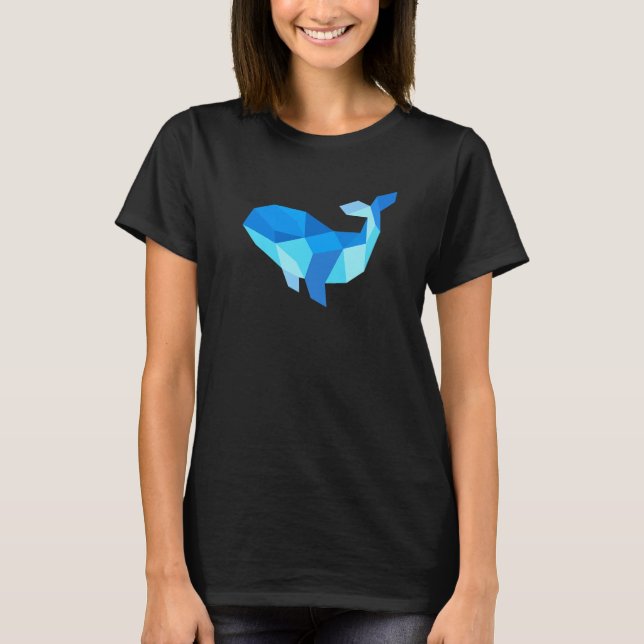 T-shirt Geometric Abstract Animal Graphic  Cool Blue Whale (Devant)