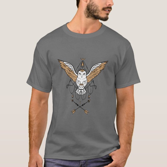 T-shirt Geometric Boho Owl (Devant)