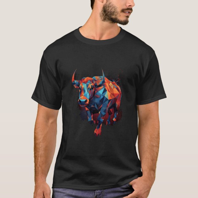 T-shirt Geometric Bull Animal Pattern Bull (Devant)