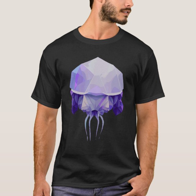 T-shirt Geometric Jellyfish Polygon Low Poly Sea Animal (Devant)
