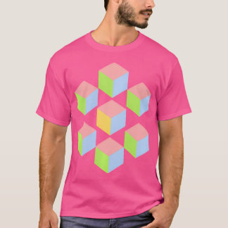 T-shirt Geometric Pastel Isometric Optical Illusion Cube