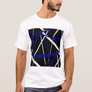 T-shirt Géométrie Urbaine Noir Blanc Bleu Royal