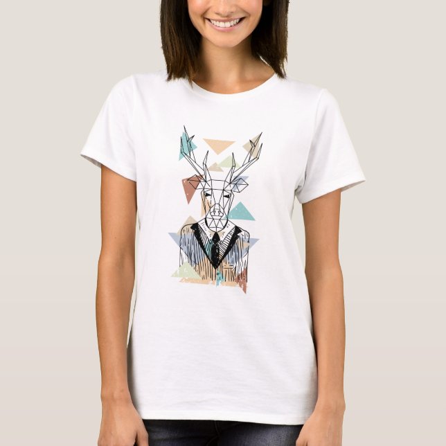 T-shirt géométrique cerf (Devant)