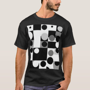 T-shirt géométrique Noir blanc formes motif mod