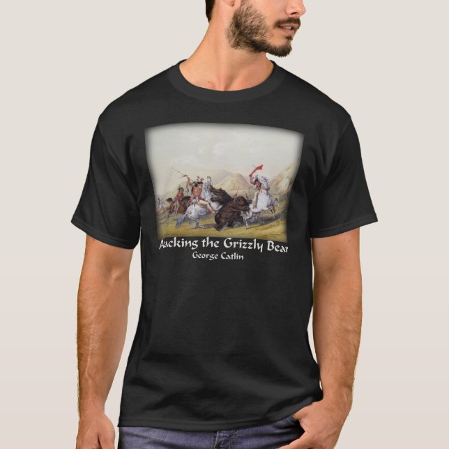 T-shirt George Catlin - attaque de l'ours gris (Devant)