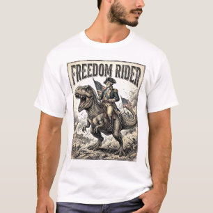 T-shirt George Washington patriotique à cheval sur T-rex L