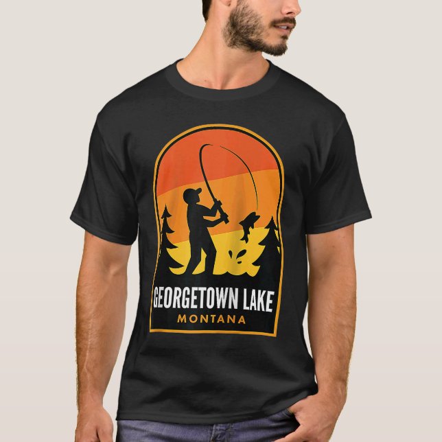 T-shirt Georgetown Lake Montana Fishing Raglan (Devant)