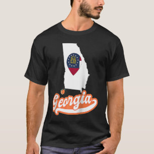 T-shirt Georgia Statecontour avec drapeau Amour GA Raglan