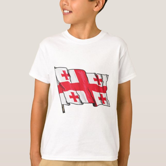 T-shirt Georgian Flag Red and White Cross (Devant)