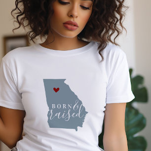 T-shirt Géorgie Né et élevé Carte d'état de couleur modi