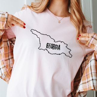T-shirt Géorgie Plan du pays Plan du tracé Ligne frontière