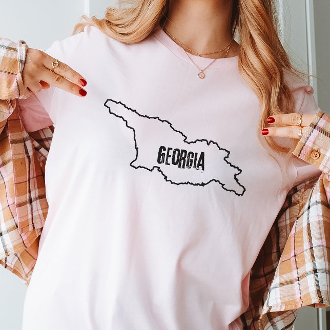 T-shirt Géorgie Plan du pays Plan du tracé Ligne frontière (Créateur téléchargé)