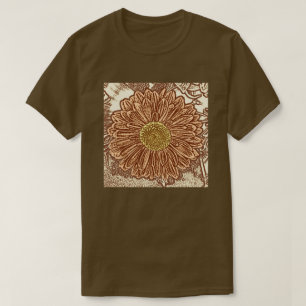 T-shirt Gerbera Daisy Block Imprimer - brun et bronze